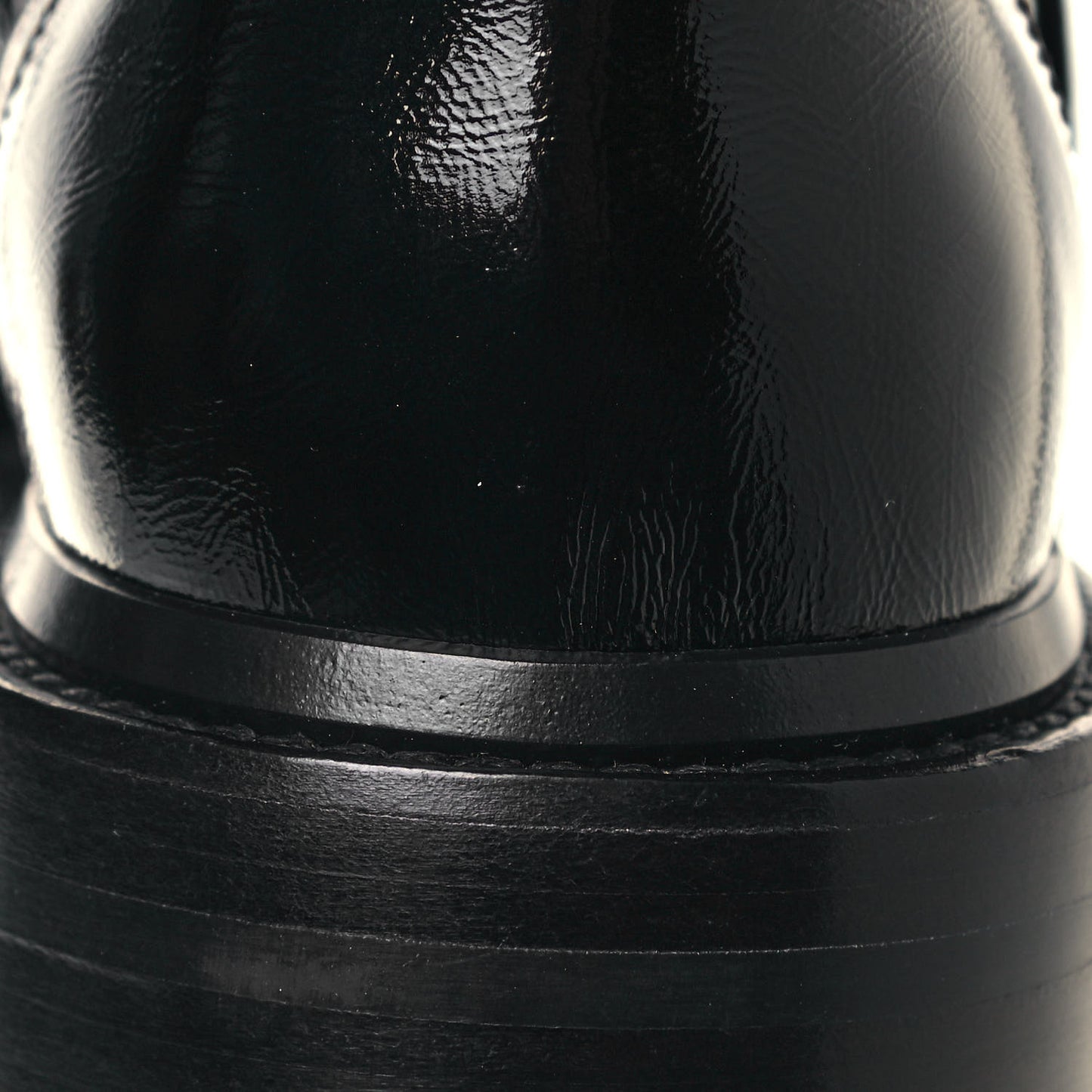 Shiny Calfskin Quilted Lace Up Combat Boots 36.5 Black