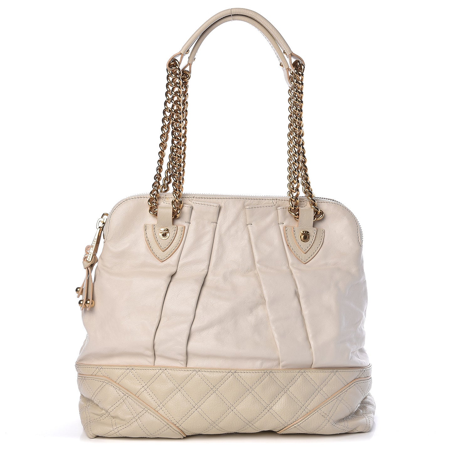 Calfskin Mix Quilted Shoulder Bag Ivory