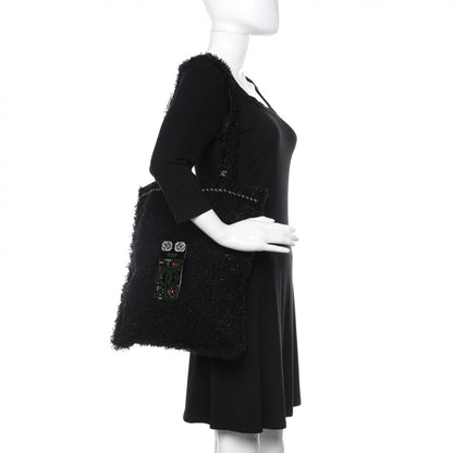 Chanel Tweed Resin Strass Large Robot Shopping Bag Black 2 of 11