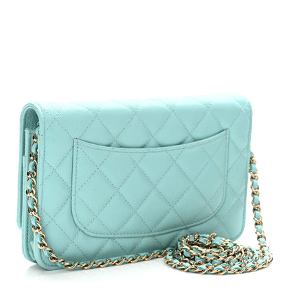 Chanel Caviar Quilted Wallet On Chain WOC Light Blue 2 of 11