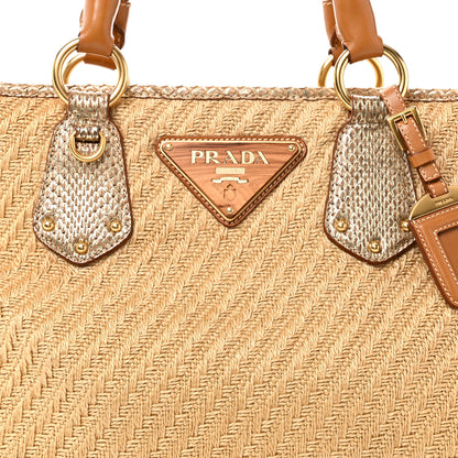 Prada Jute Snakeskin Tote Oro 7 of 9