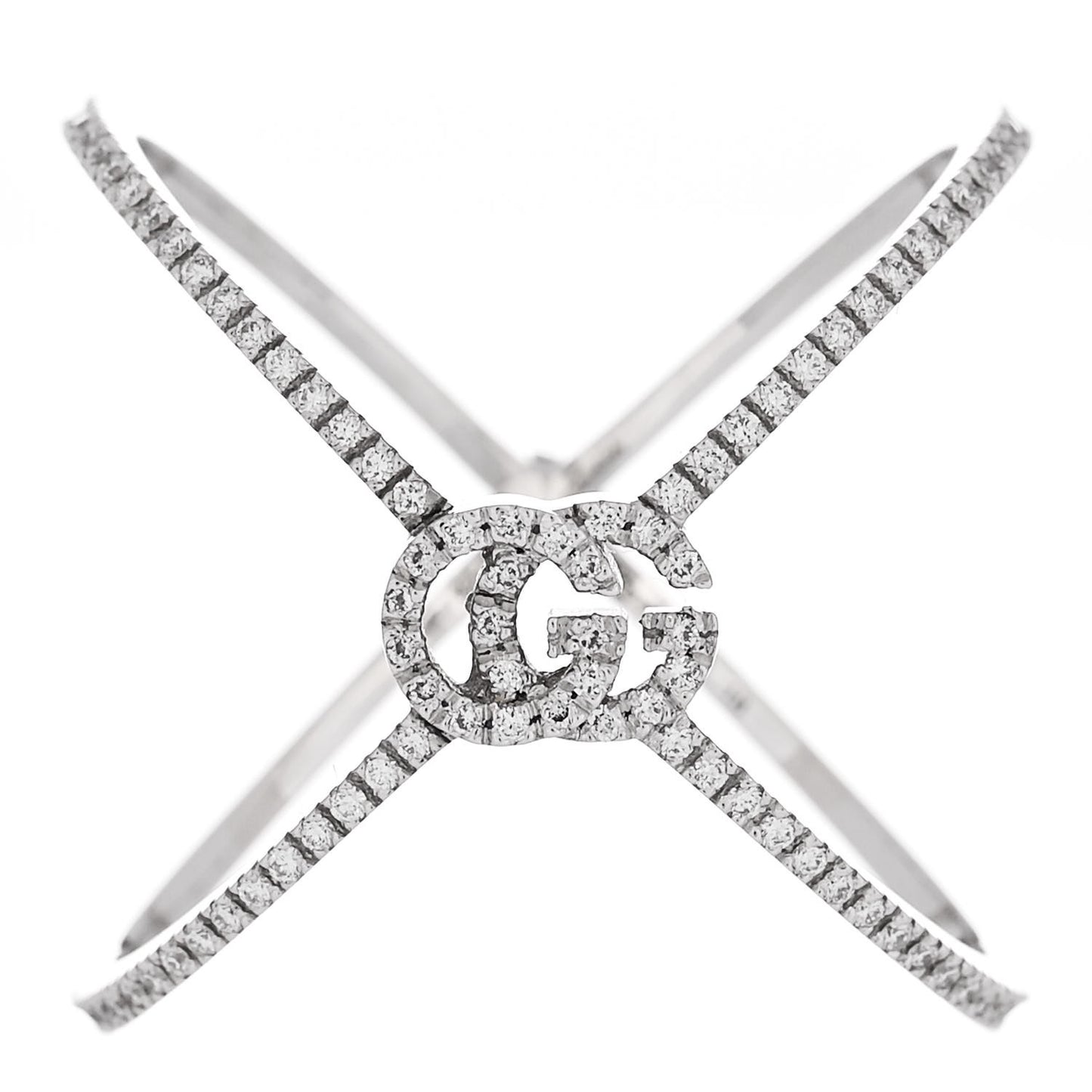 18K White Gold Diamond Running G Cross Ring 58 8.25