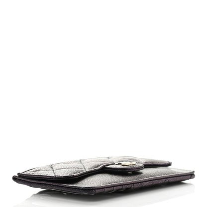 Chanel Iridescent Caviar Quilted Flap Zip Card Holder Black 4 of 8