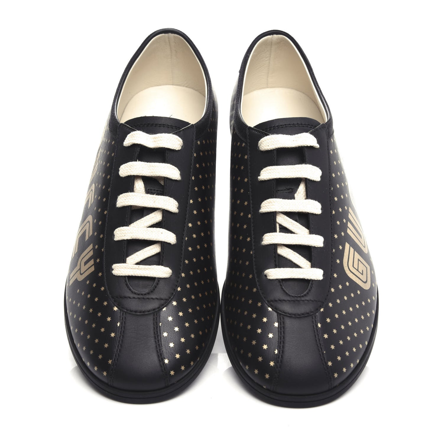 X SEGA Calfskin GUCCY Stars Mens Falacer Sneakers 7 Black