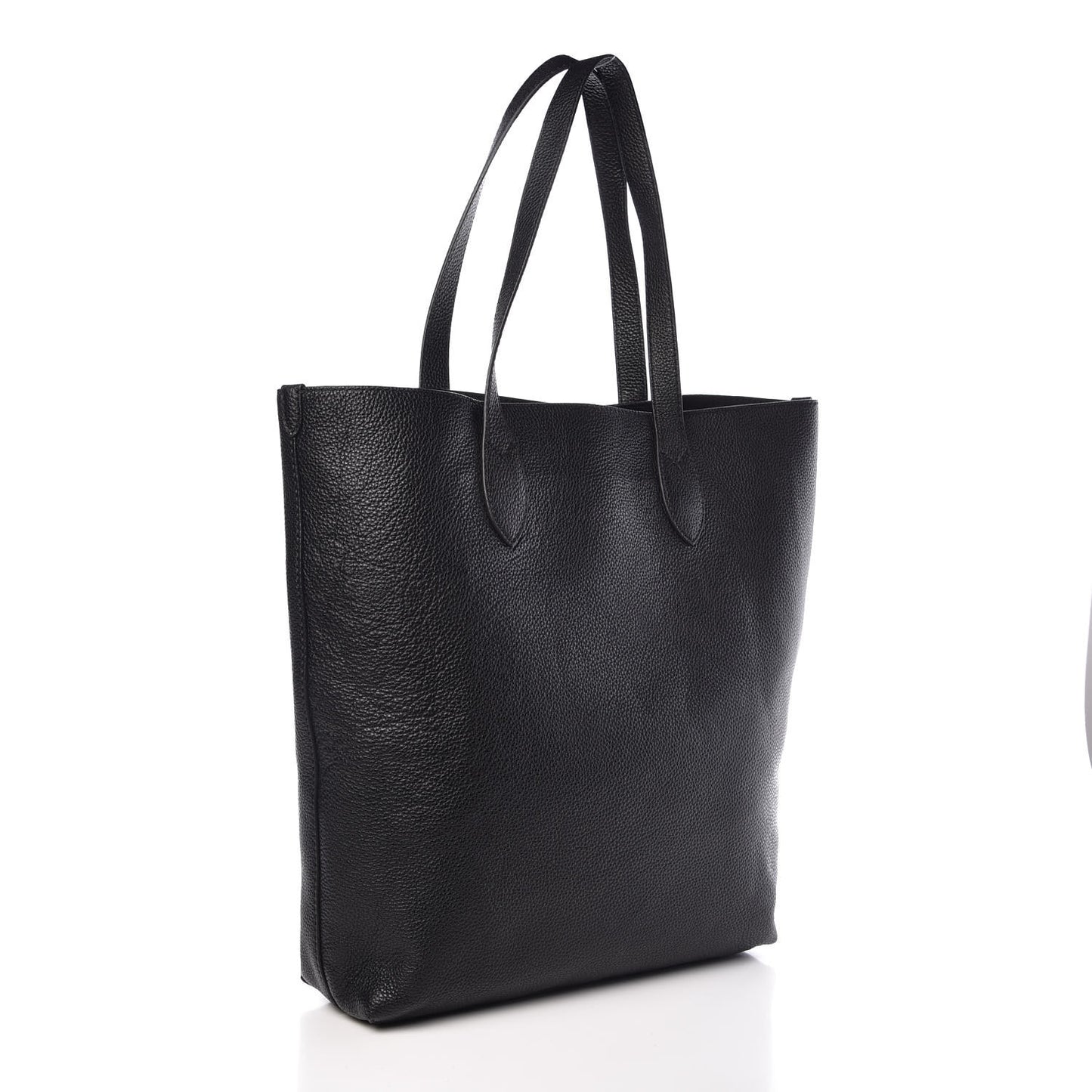 Grainy Calfskin Embossed Logo Tote Black