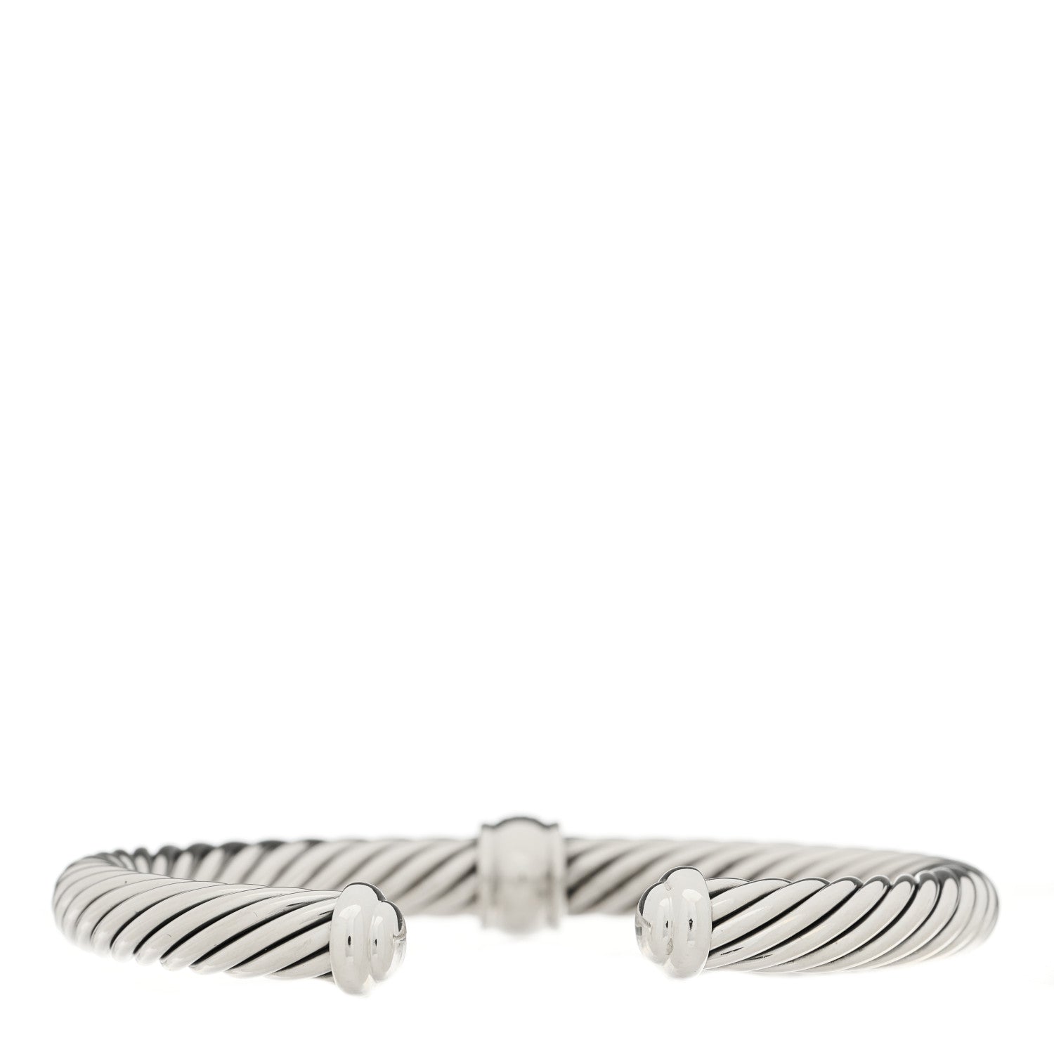 David Yurman Sterling Silver Diamond 7mm Cable Classics Station Bracelet 2 of 3
