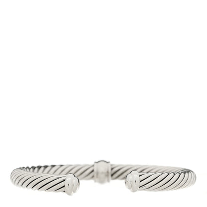 David Yurman Sterling Silver Diamond 7mm Cable Classics Station Bracelet 2 of 3