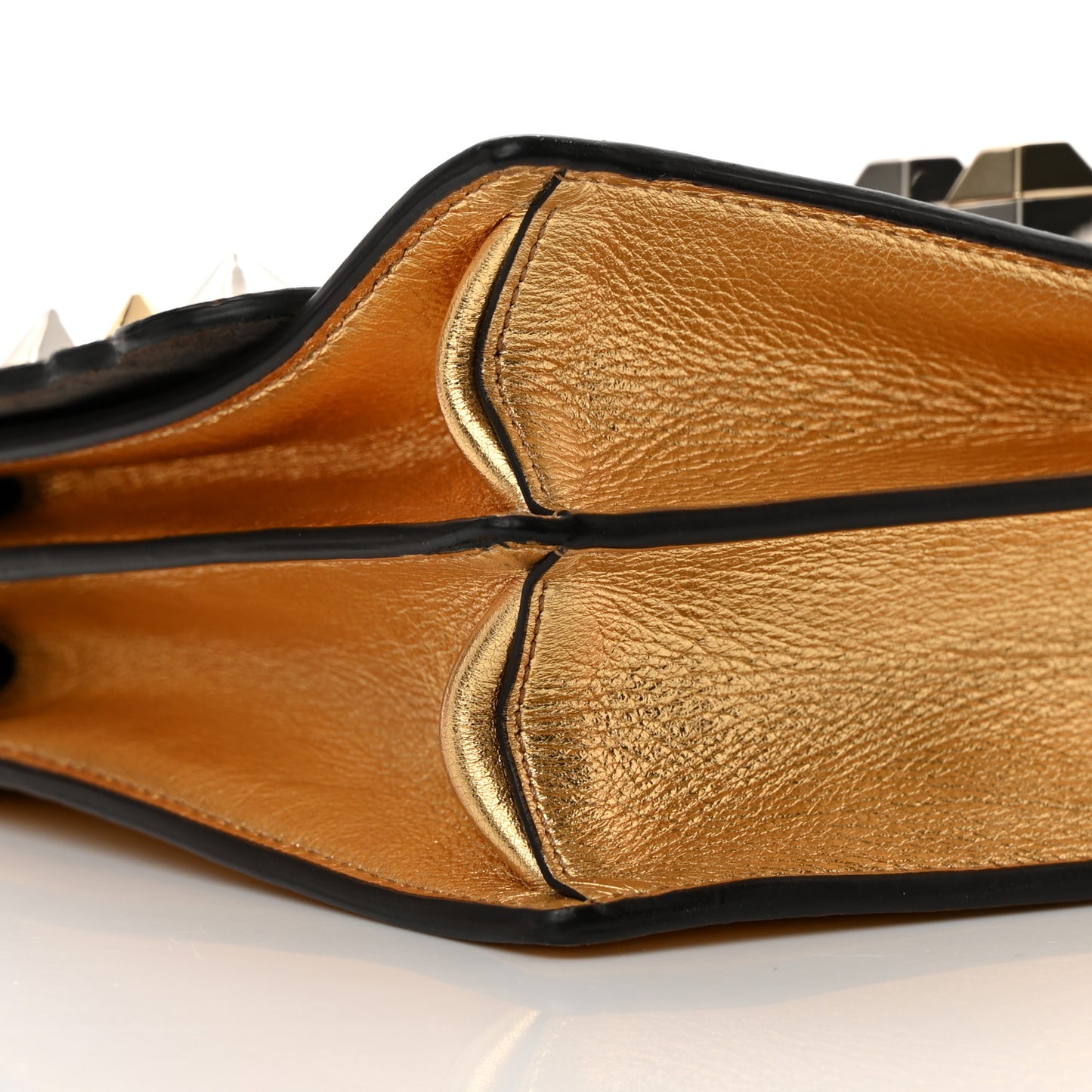 Vitello Catalan Mirror Scalloped Multi Studded Small Kan I Shoulder Bag Gold