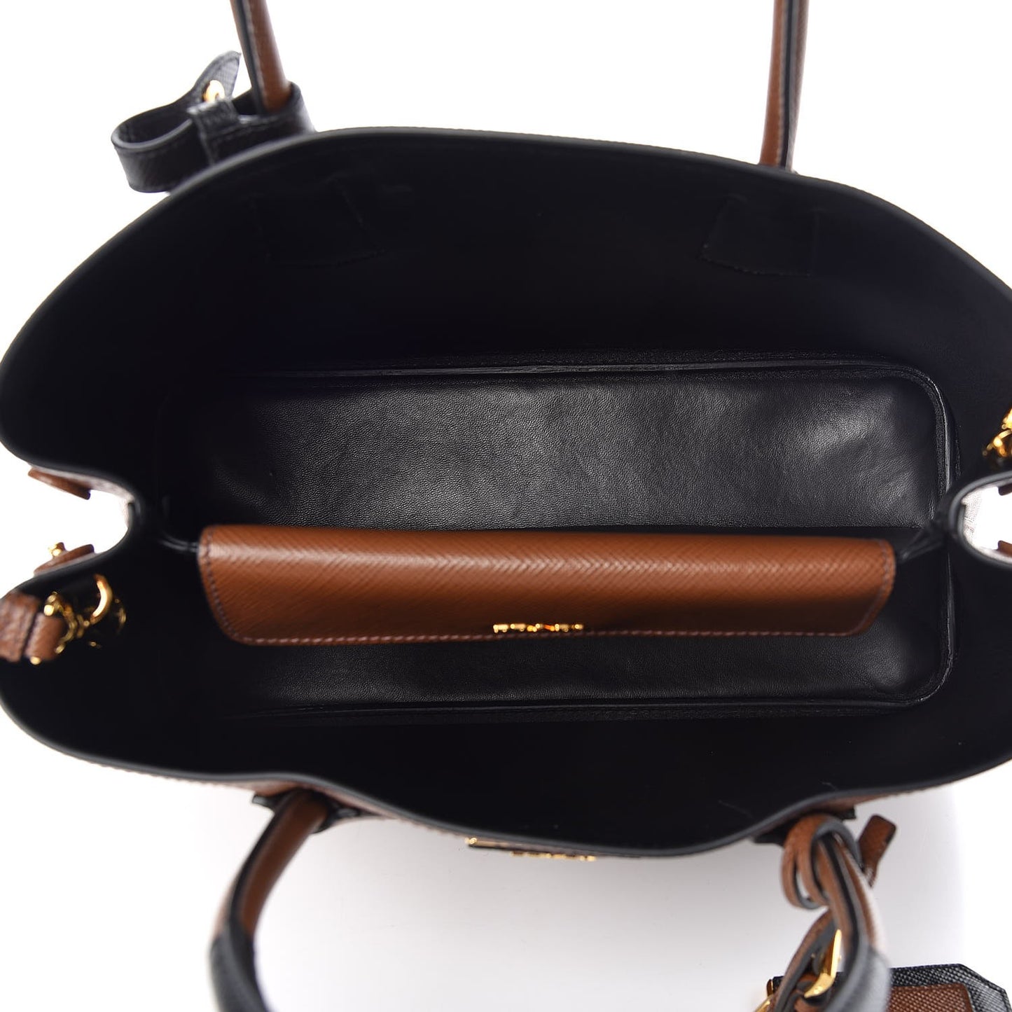 Saffiano Cuir Medium Bi-Color Double Bag Palissandro Black