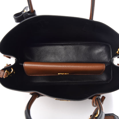 Prada Saffiano Cuir Medium Bi-Color Double Bag Palissandro Black 6 of 8
