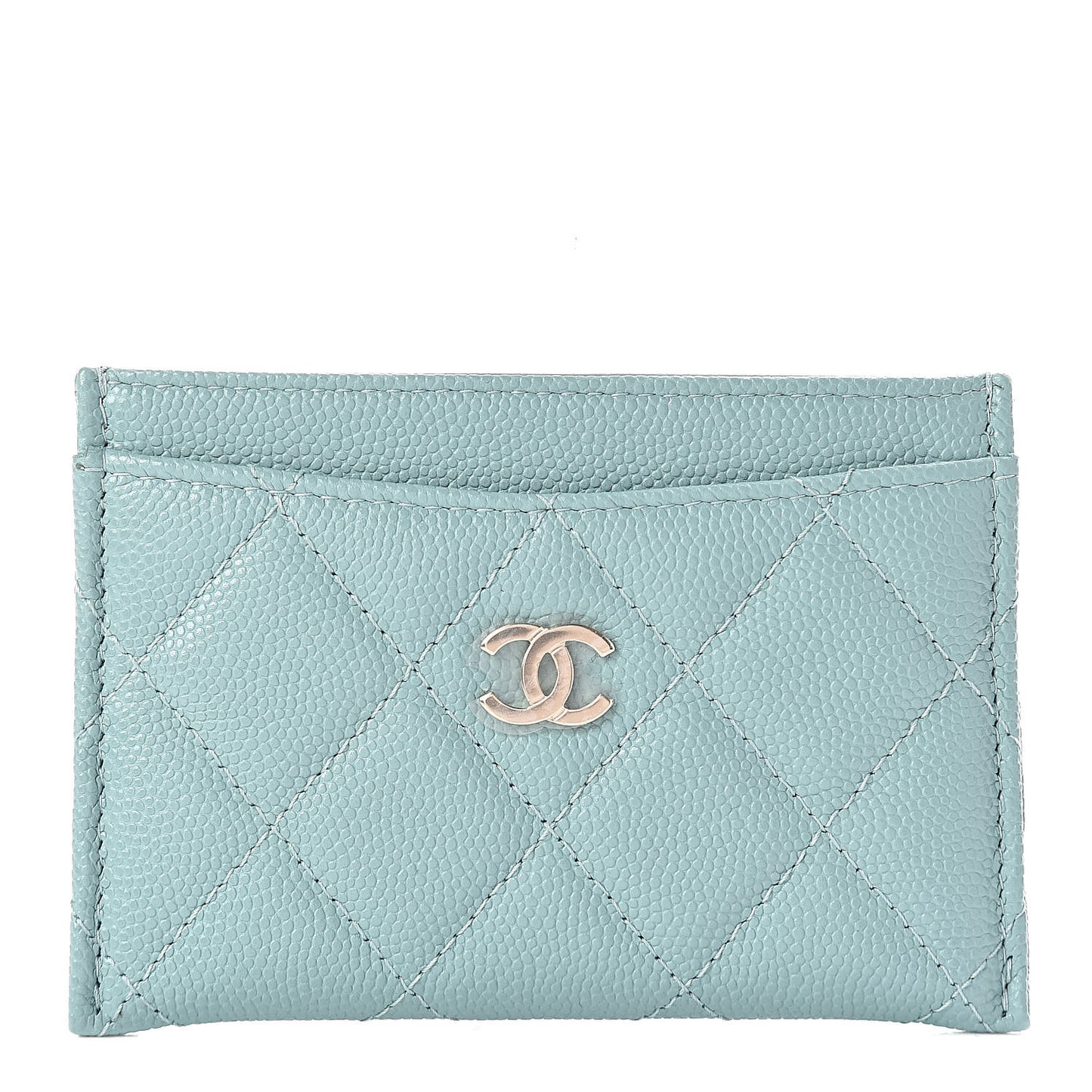 Caviar Quilted Card Holder Light Blue