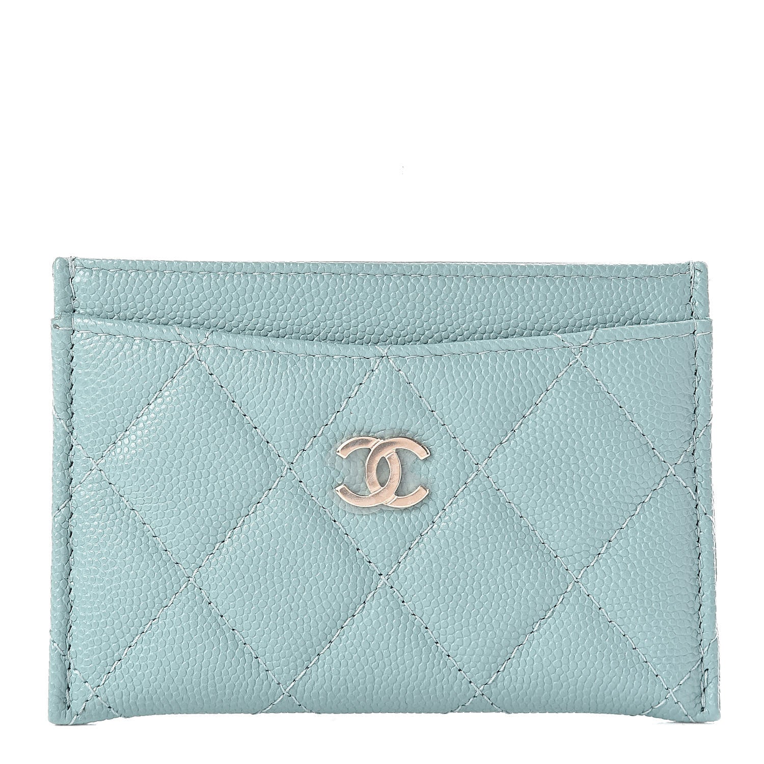 Chanel Caviar Quilted Card Holder Light Blue 1 of 9