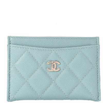 Chanel Caviar Quilted Card Holder Light Blue 1 of 9
