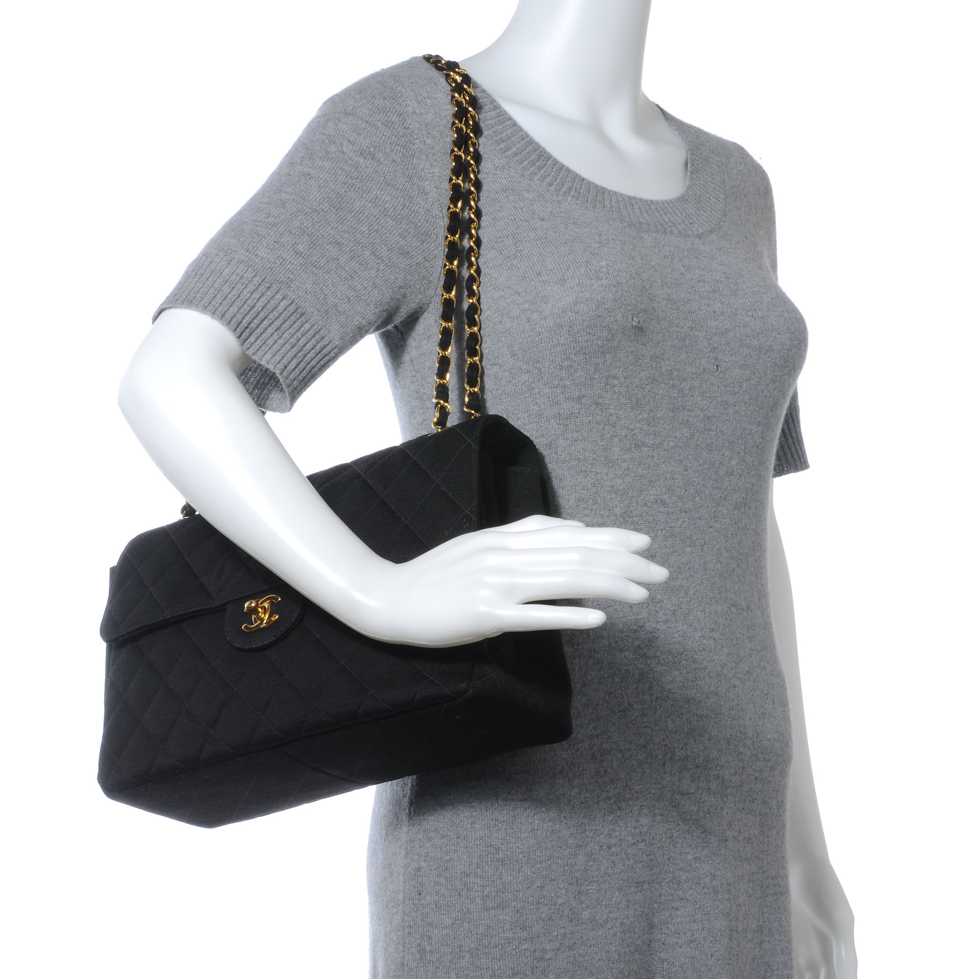 Chanel Jersey Double Sided Jumbo Flap Black 2 of 12