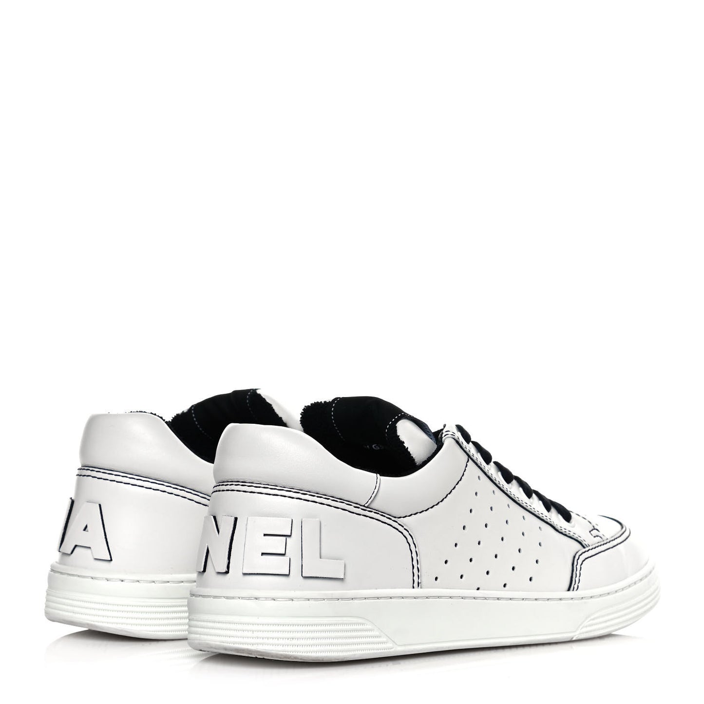 Calfskin Womens Logo Sneakers 41 White Black