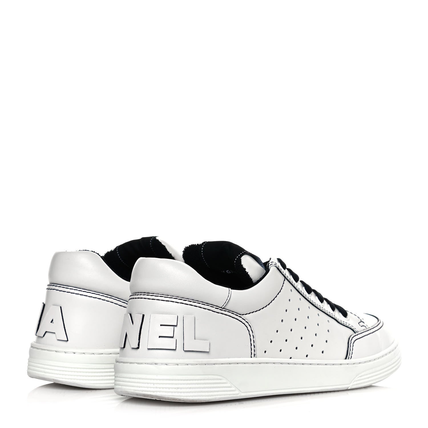 Chanel Calfskin Womens Logo Sneakers 41 White Black 4 of 12