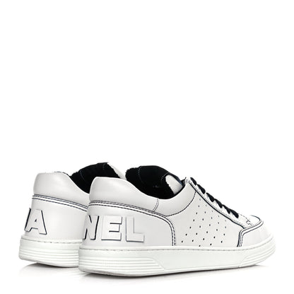 Chanel Calfskin Womens Logo Sneakers 41 White Black 4 of 12