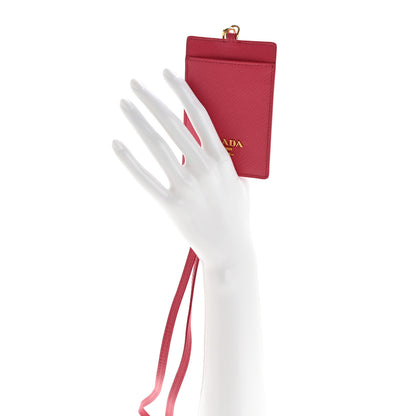 Prada Saffiano Badge Holder Fuschia 2 of 9