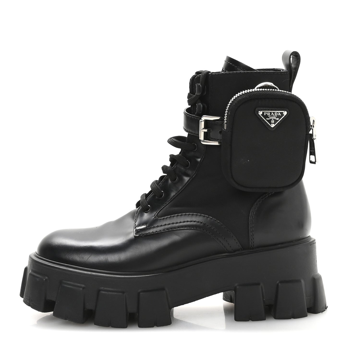 Spazzolato Rois Nylon Metal Triangle Logo Monolith Pouch Pocket 55mm Boots 38 Black