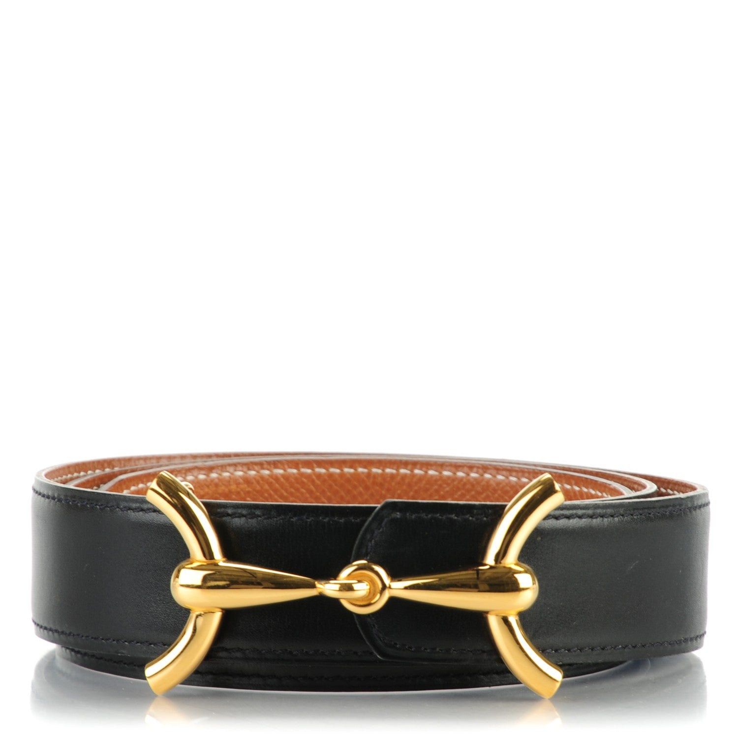 Hermes Box Courchevel Reversible Horsebit H 32mm Belt 80 Noir Gold 1 of 10