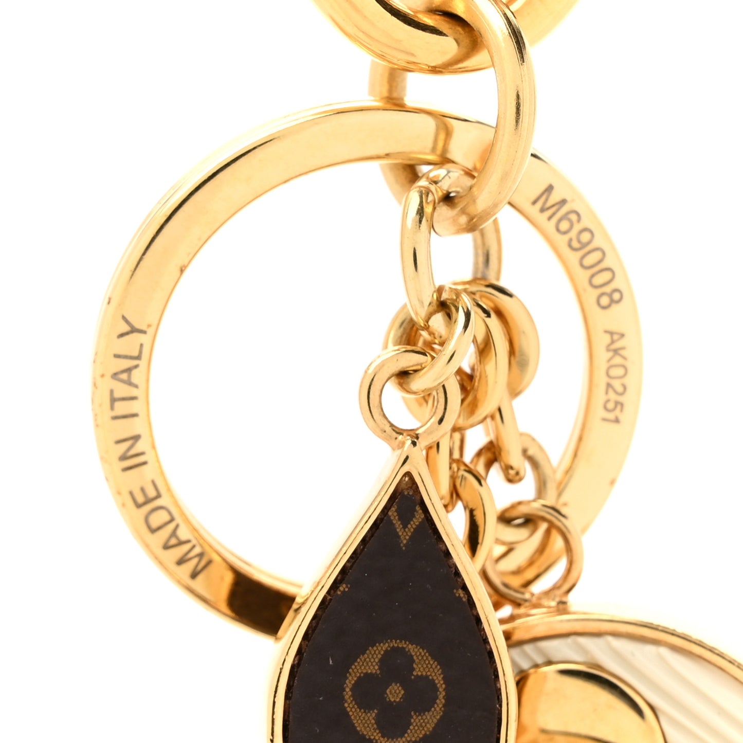 Metal Monogram Epi Spring Street Bag Charm Key Holder Gold