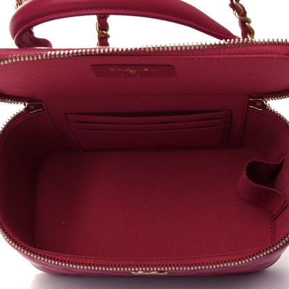 Chanel Lambskin Quilted Small Top Handle Vanity Case With Chain Dark Pink 3 of 4