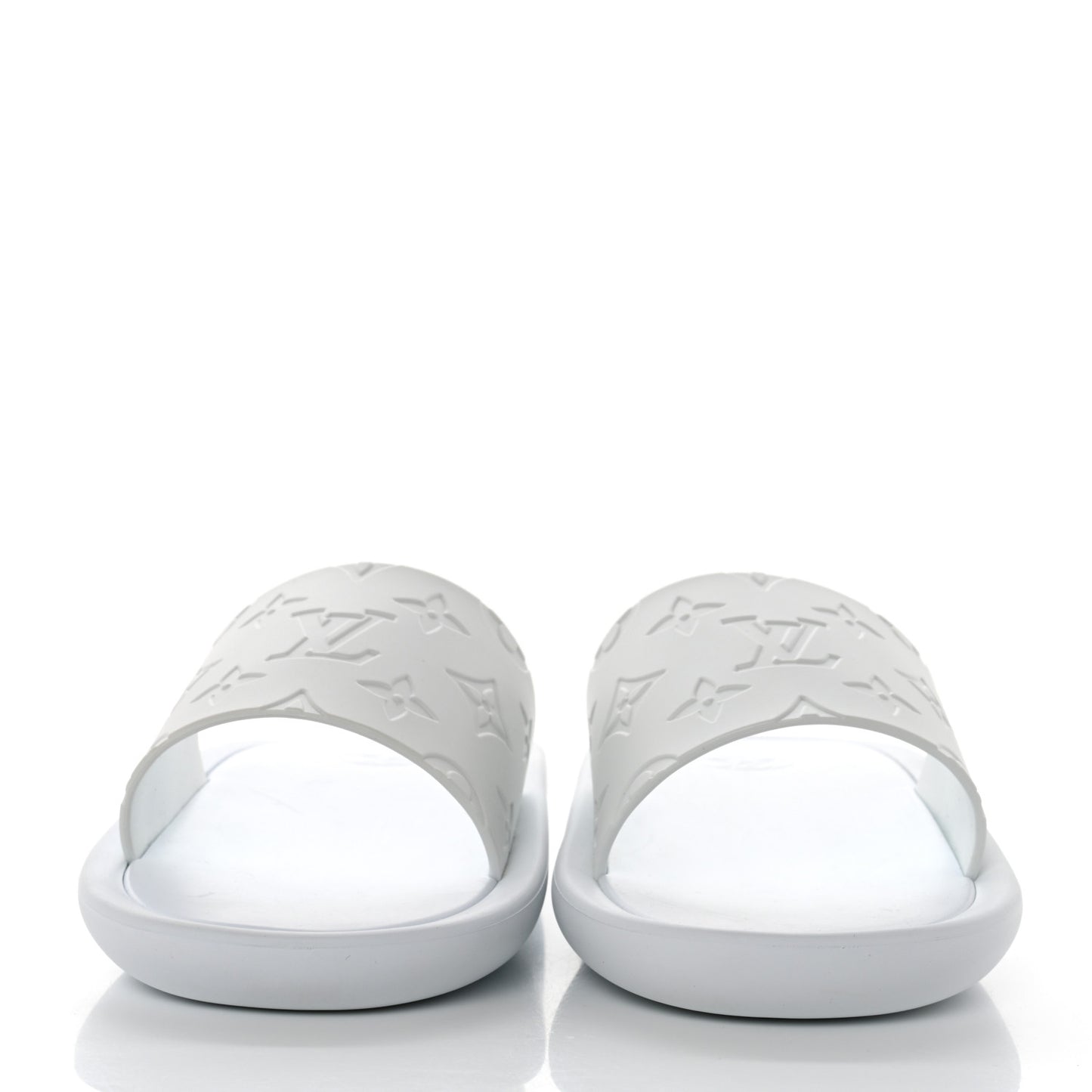 Rubber Monogram Embossed Sunbath Flat Mule 40 White