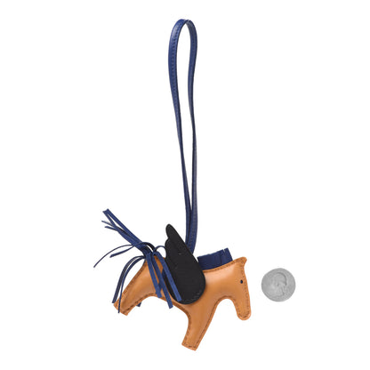Hermes Milo Lambskin Grigri Rodeo Pegase Horse Bag Charm PM Sesame Black Bleu Saphir 2 of 5
