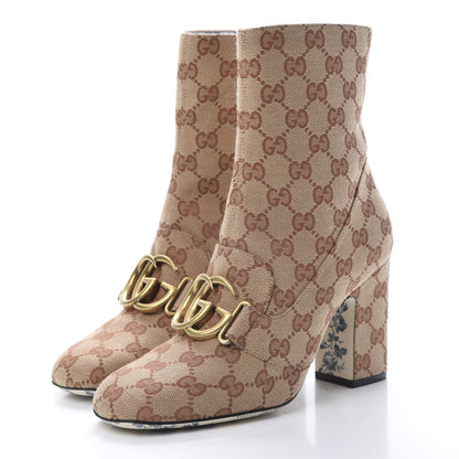 Gucci Monogram Malaga Kid GG Victoire 95mm Ankle Boots 37.5 Beige Ruggine Rust 3 of 8