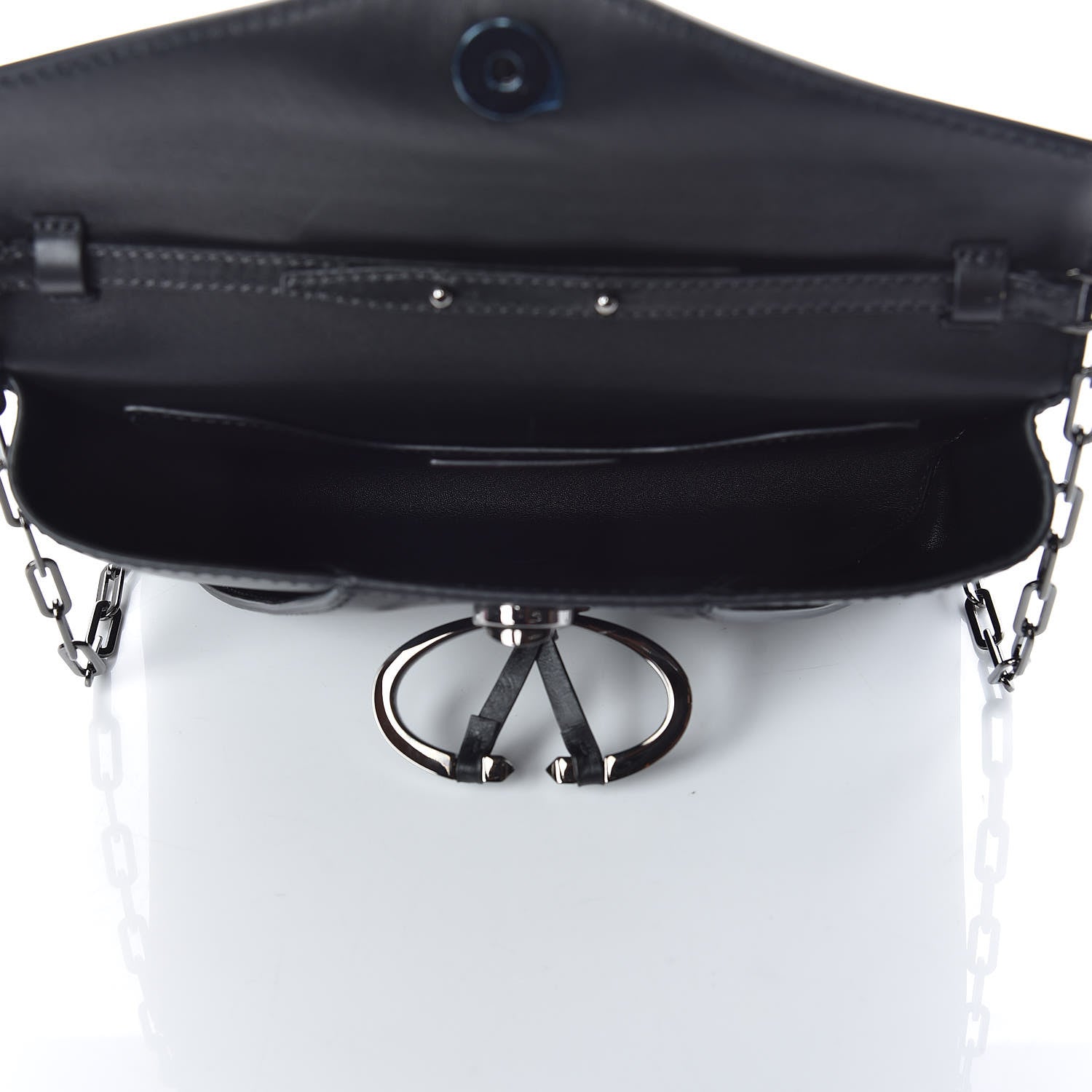 Valentino Garavani Calfskin V Rivet Chain Clutch Black 5 of 9