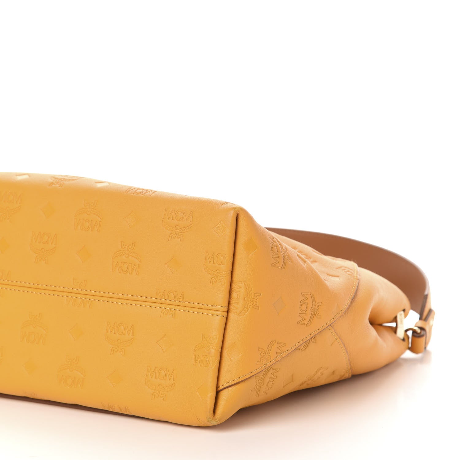 MCM Calfskin Ottomar Monogram Medium Klara Hobo Golden Mango 10 of 11
