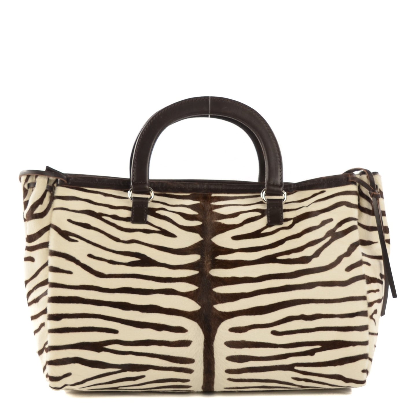 Calf Hair Zebra Print Tote White Moro