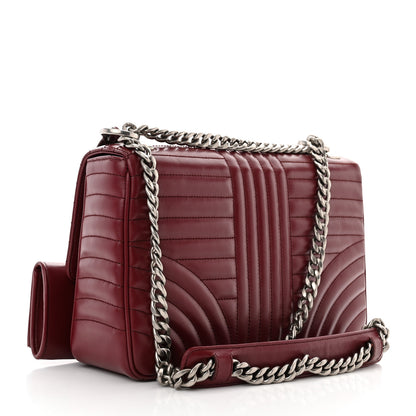 Prada Soft Calfskin Impunture Diagramme Large Chain Flap Shoulder Bag Cerise 3 of 10
