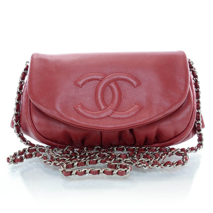 Chanel Lambskin Half Moon Wallet On Chain WOC Red 1 of 9