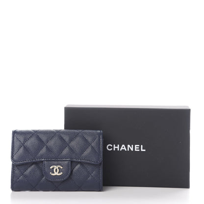 Chanel Caviar Quilted Flap Card Holder Wallet Navy Blue 8 of 8