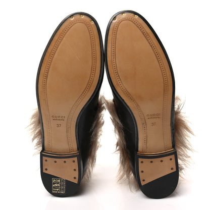 Gucci Malaga Kid Fur Womens Jordaan Loafers 37 Black Natural 5 of 8