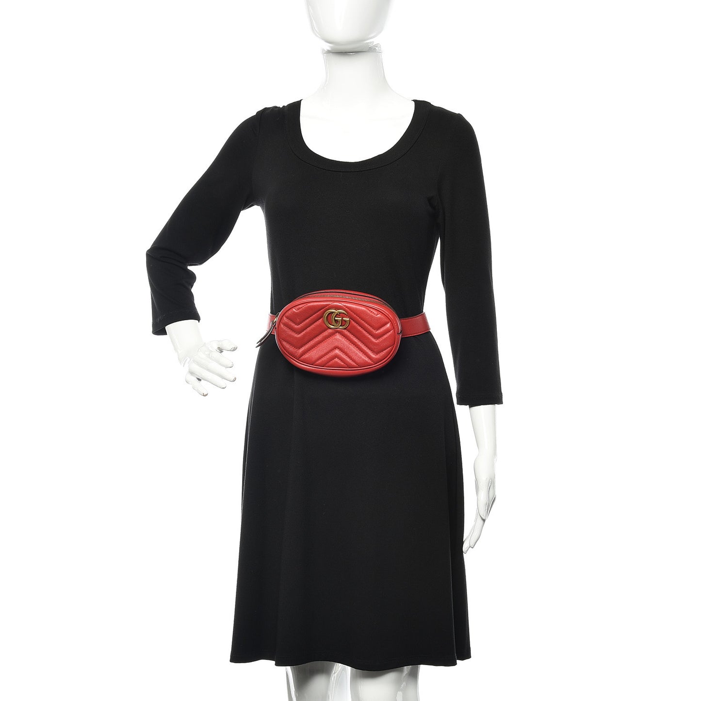 Calfskin Matelasse GG Marmont Belt Bag 85 34 Hibiscus Red