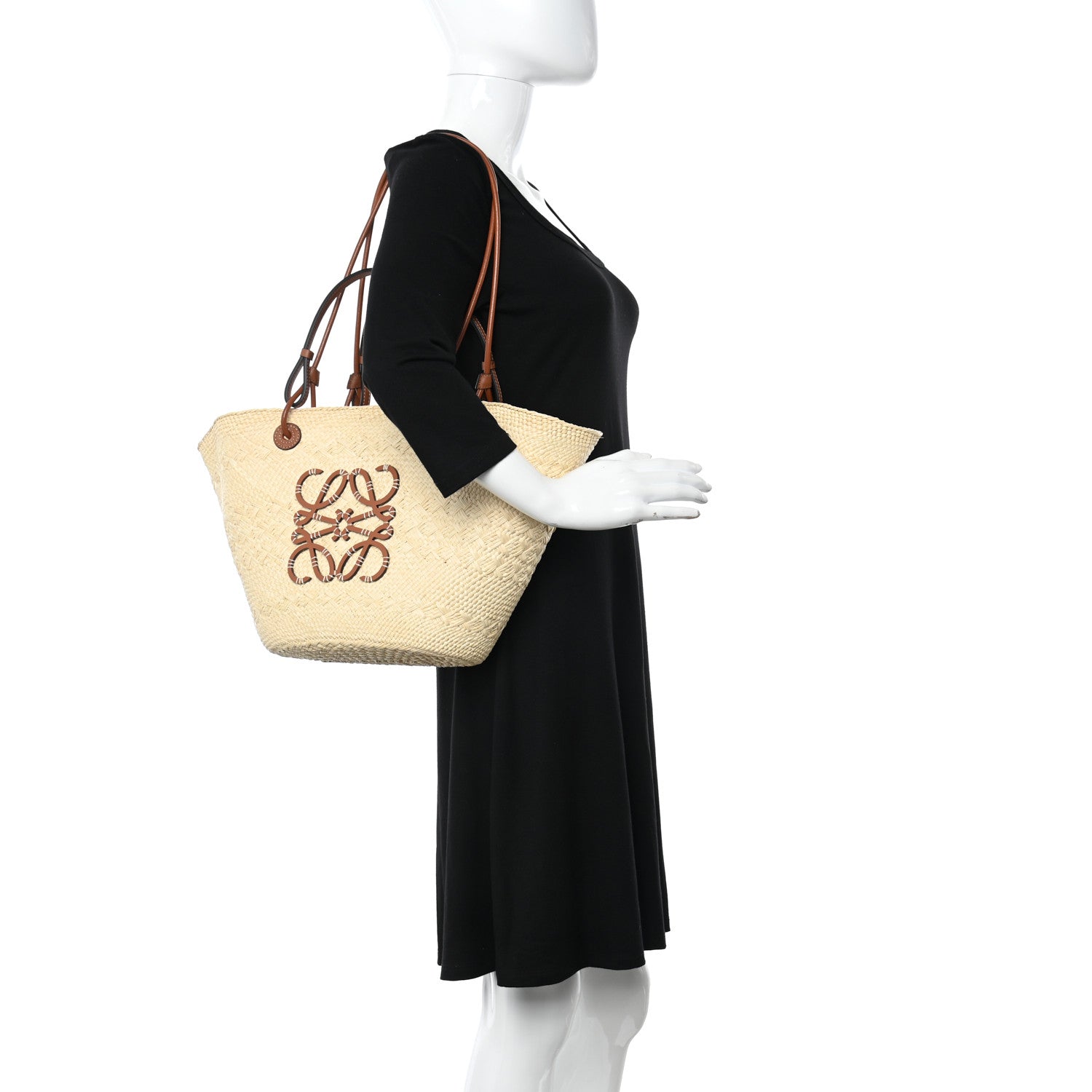 Loewe Iraca Palm Calfskin Medium Anagram Basket Bag Natural Tan 3 of 10