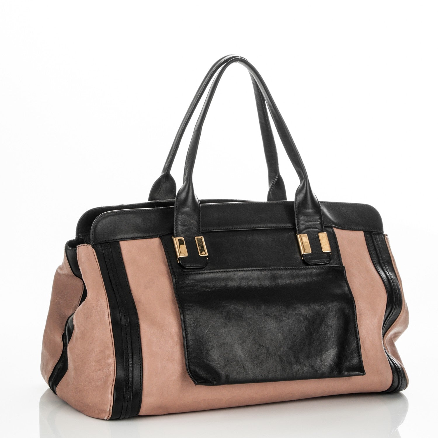 Chloe Calfskin Large Alice Satchel Black Anemone Pink 3 of 6