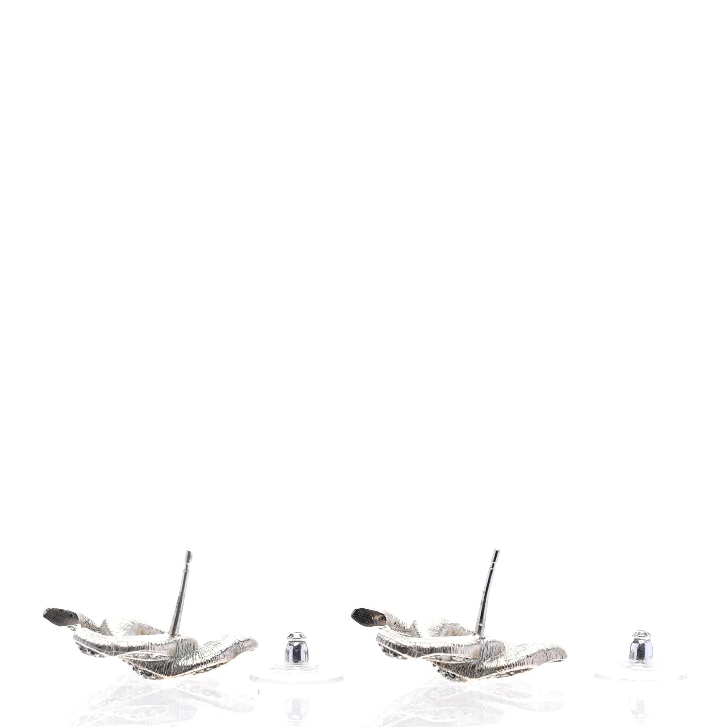 Chanel Ruthenium Crystal CC Earrings Silver Black 3 of 4