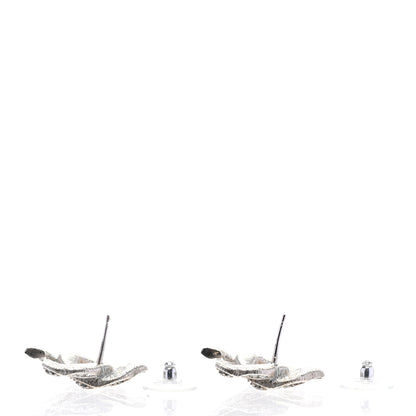 Chanel Ruthenium Crystal CC Earrings Silver Black 3 of 4