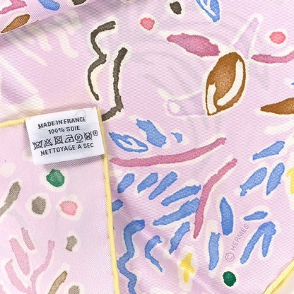 Hermes Silk Isola Di Primavera Scarf 90 Rose Pale Bleu Jaune 3 of 3