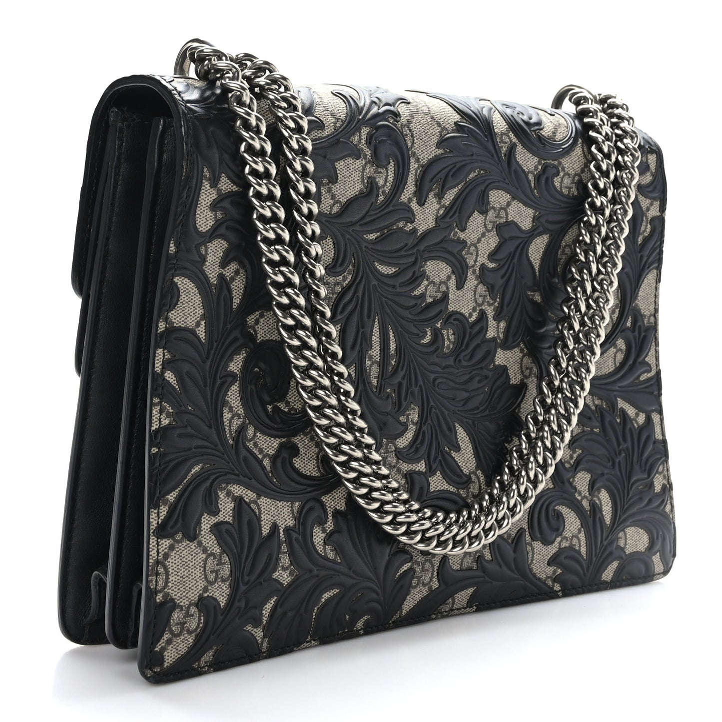 GG Supreme Monogram Arabesque Medium Dionysus Shoulder Bag Black