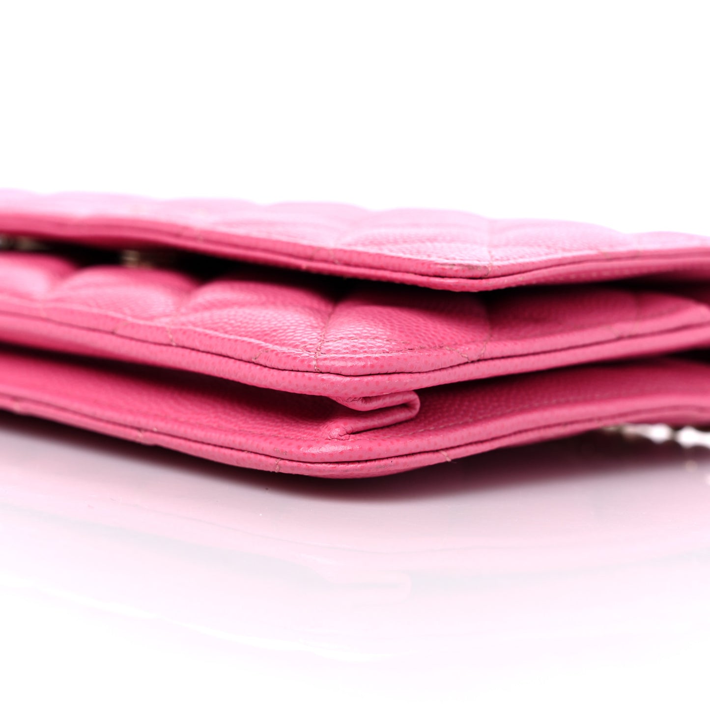 Caviar Quilted Wallet on Chain WOC Fuchsia