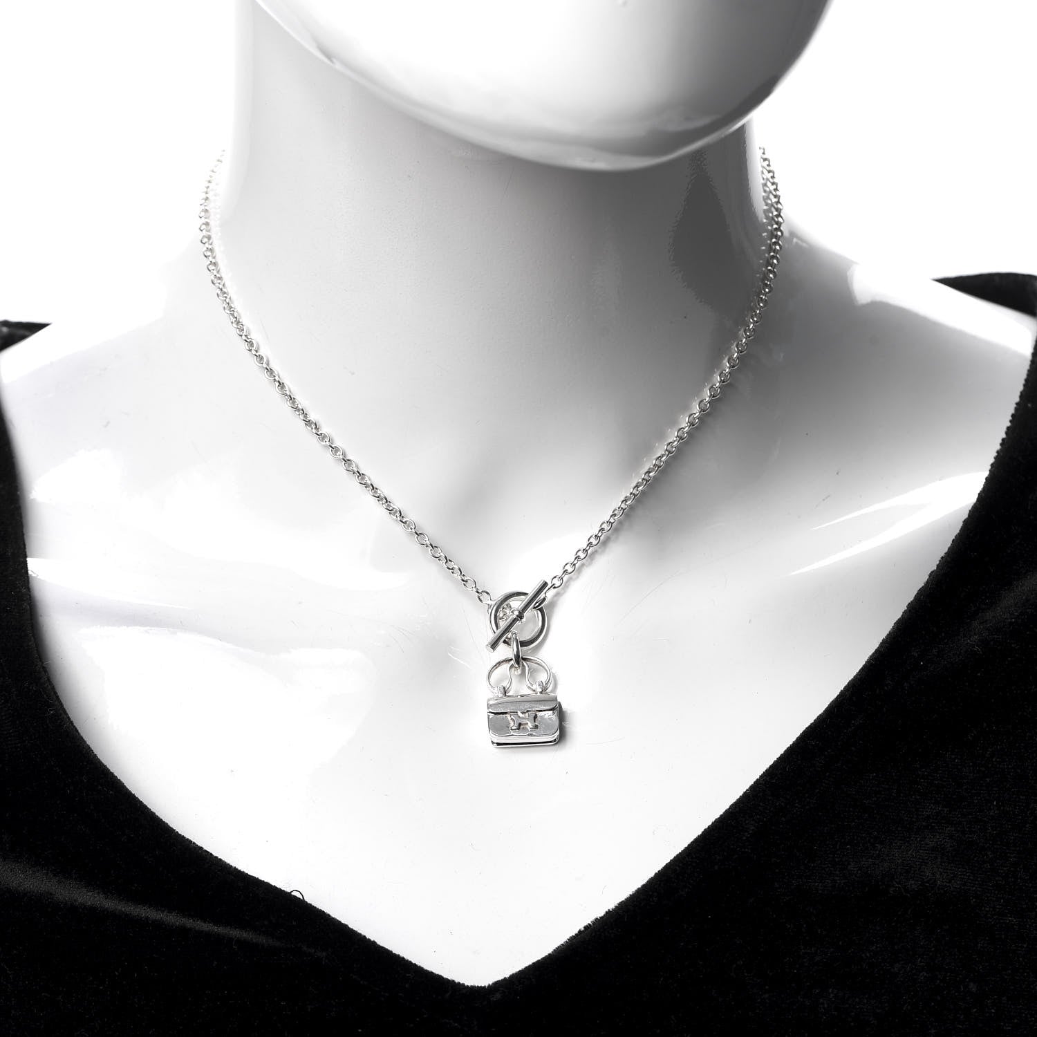 Hermes Sterling Silver Constance Amulette Pendant Necklace 2 of 5