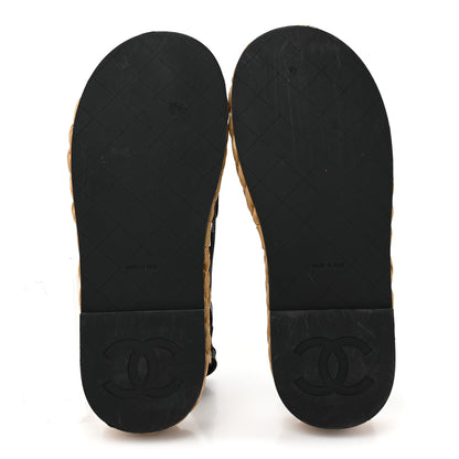 Chanel Mesh Patent Calfskin Velcro Dad Sandals 37.5 Black 5 of 10