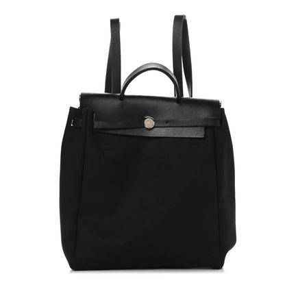 Hermes Toile Vache Calfskin Herbag 30 PM Backpack Black 1 of 9