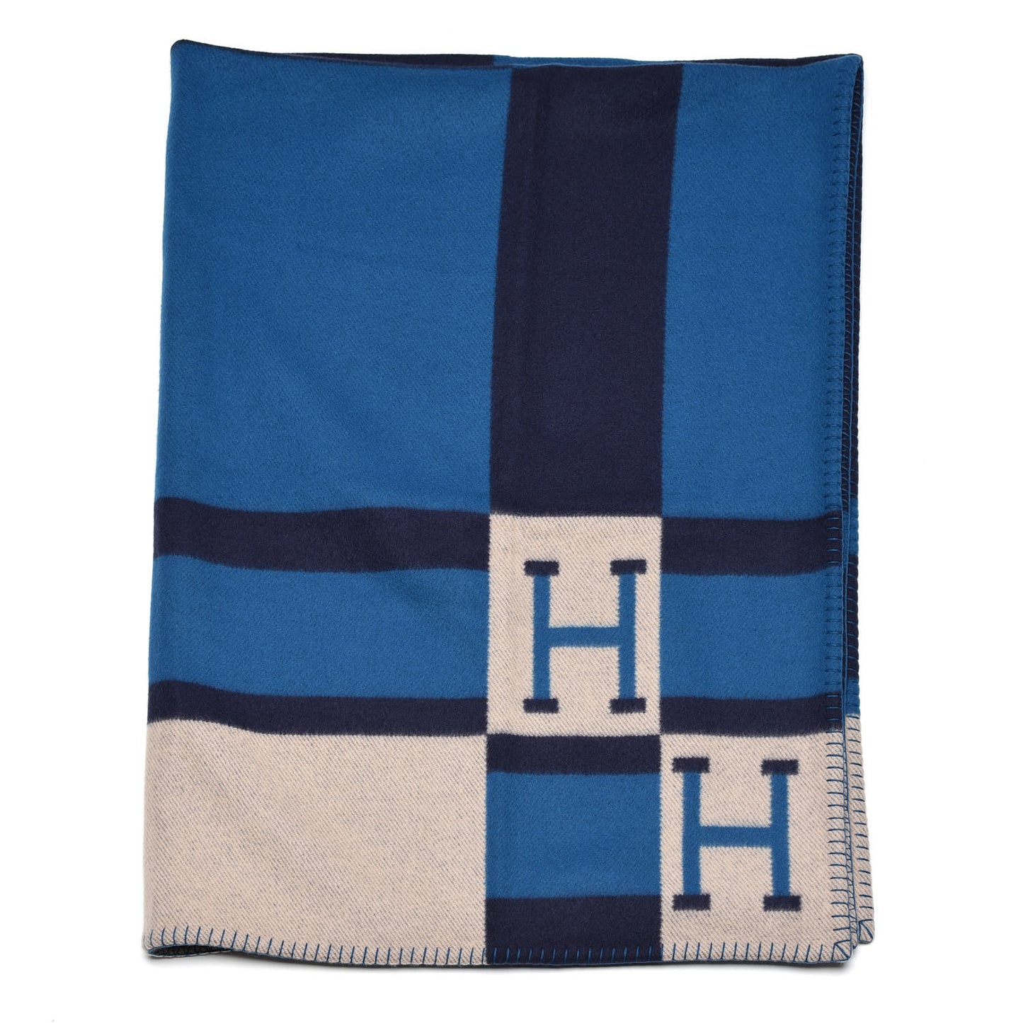 Wool Cashmere Avalon Bayadere Blanket Marine