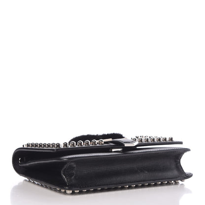Fendi Vitello Elite Mink Fur Studded Karlito Tube Wallet on Chain Black 4 of 14