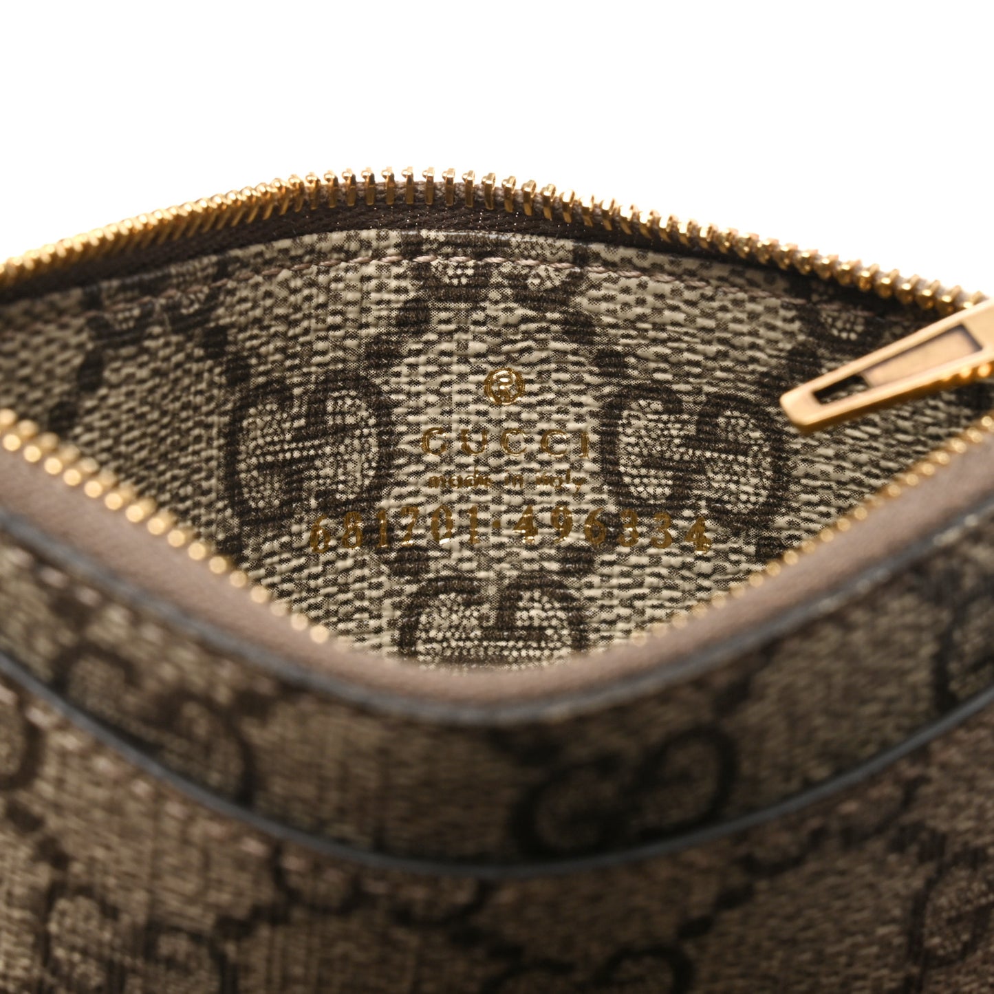 X BALENCIAGA GG Supreme Monogram Zip Card Case Beige Ebony